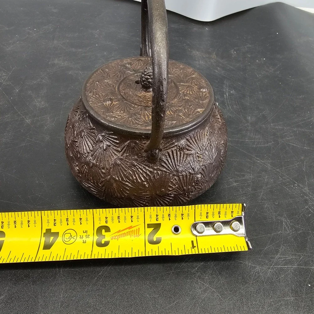 Vintage Japanese Nambu Tekki Cast Iron Tetsubin Teapot Pine Needle 0.5L
